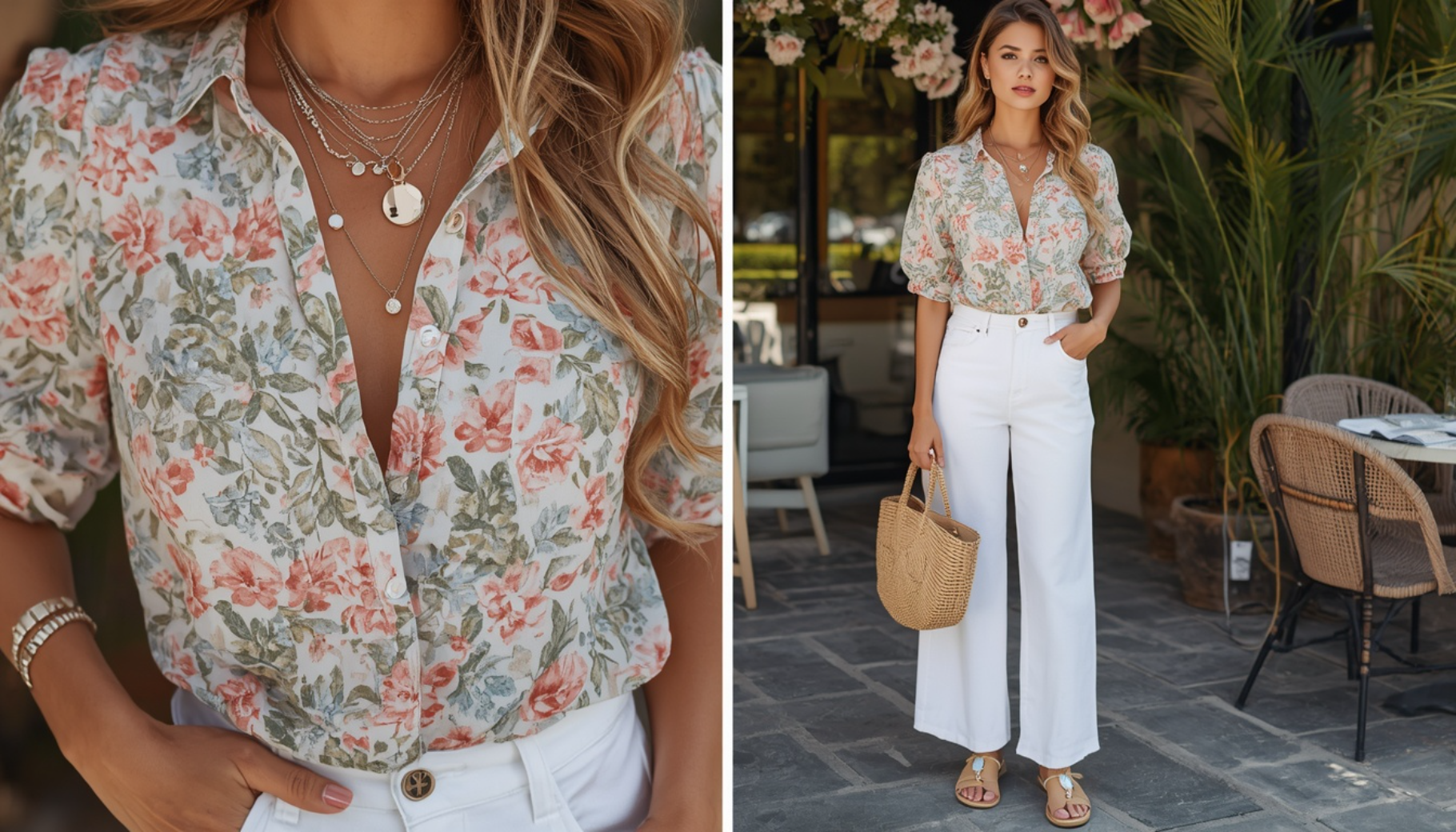 Pastel Print Mixing with Tailored Denim