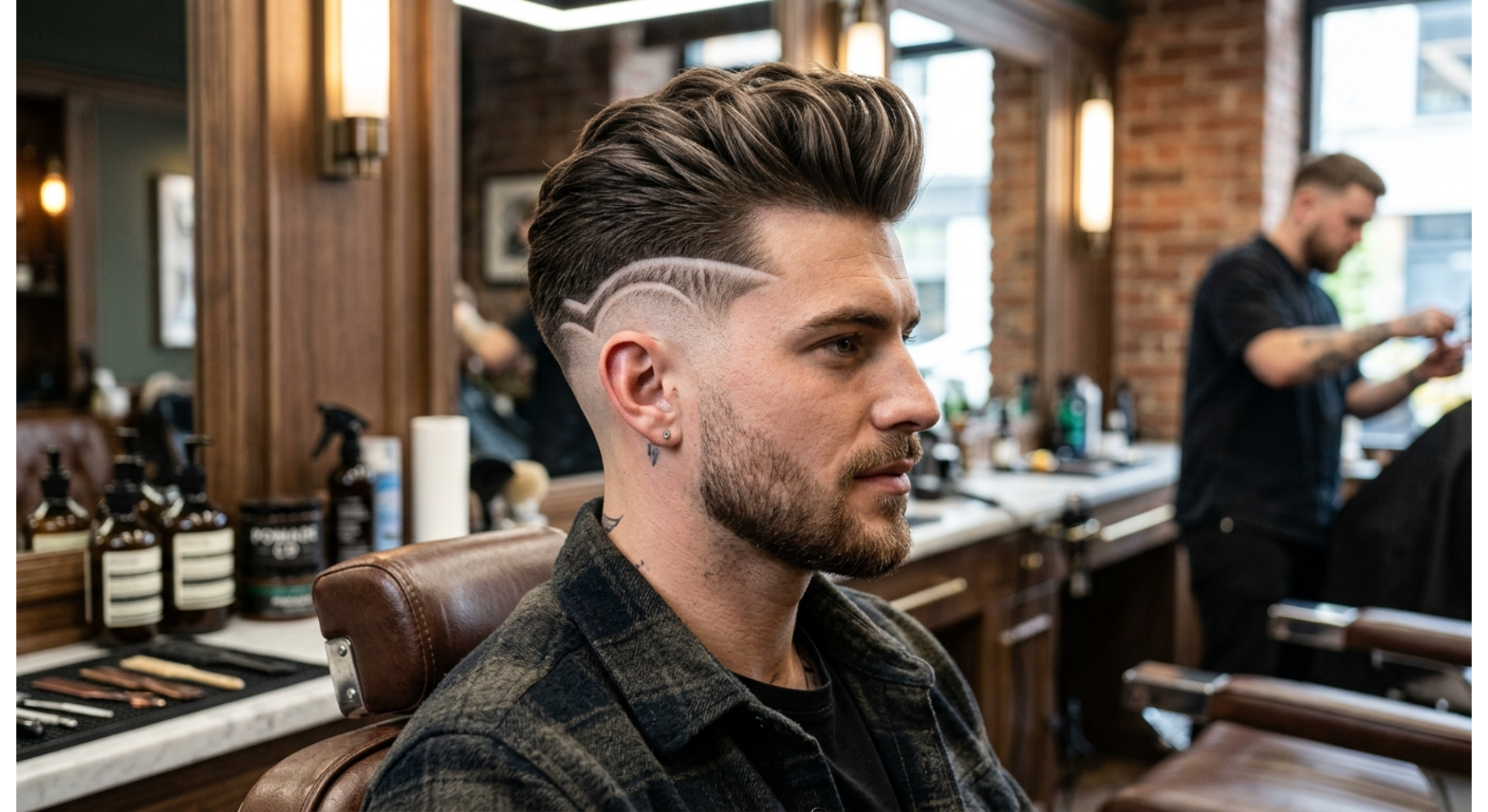 Pompadour Fade With Side Design