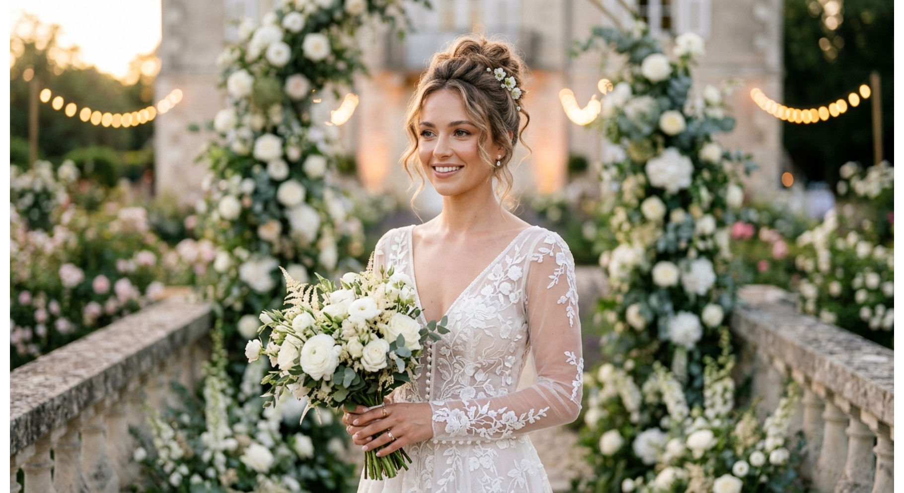 Romantic Textured Messy Bun Hairstyles for Wedding