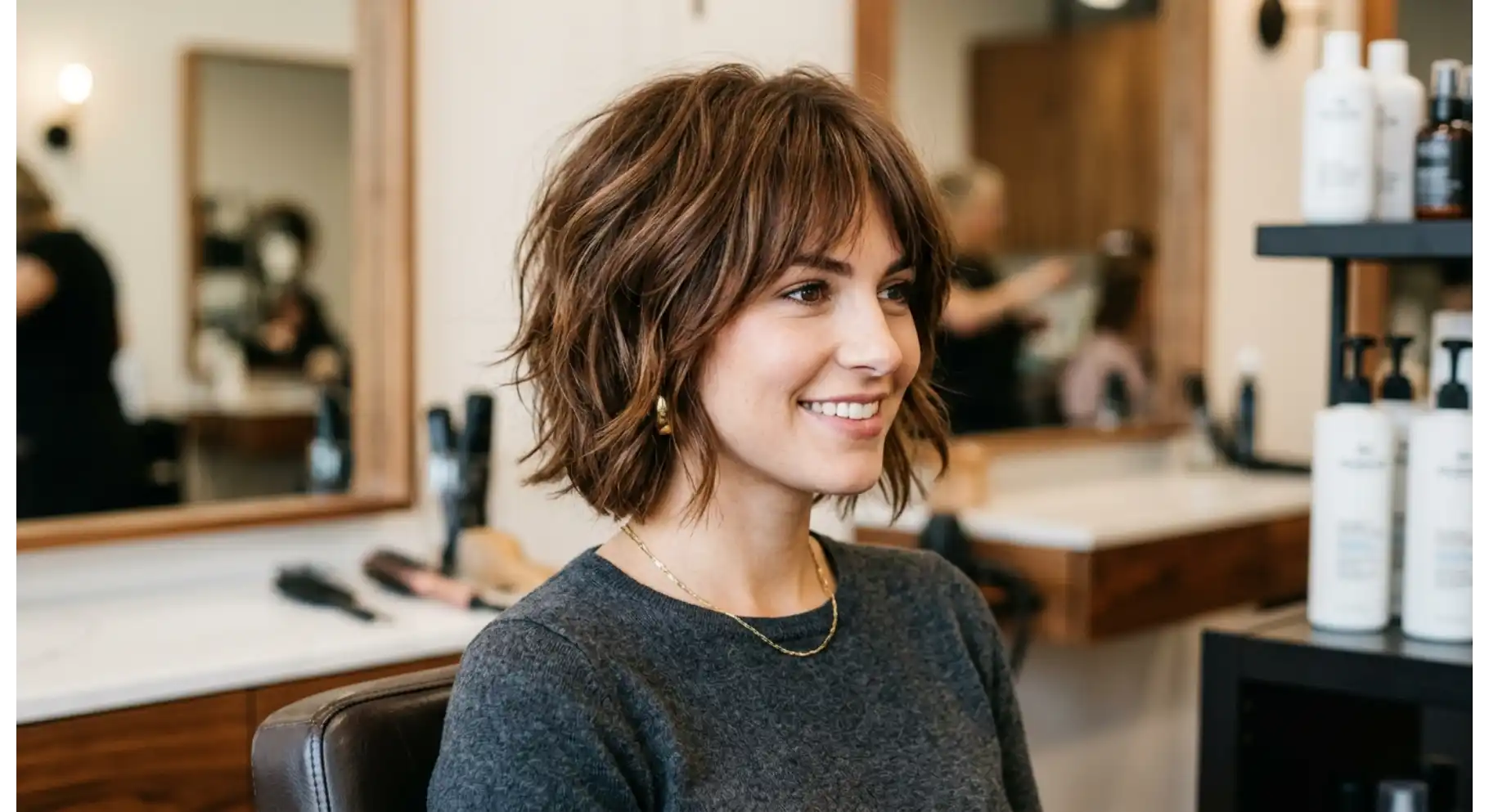 Rounded Shag Bob with Choppy Layers