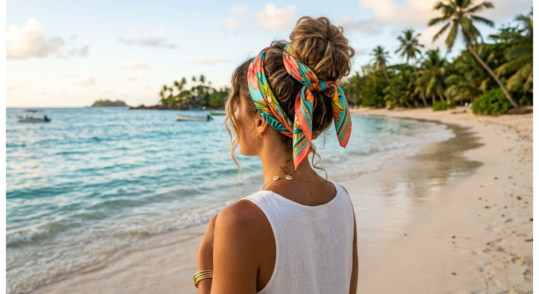 Scarf Wrapped Beach Bun