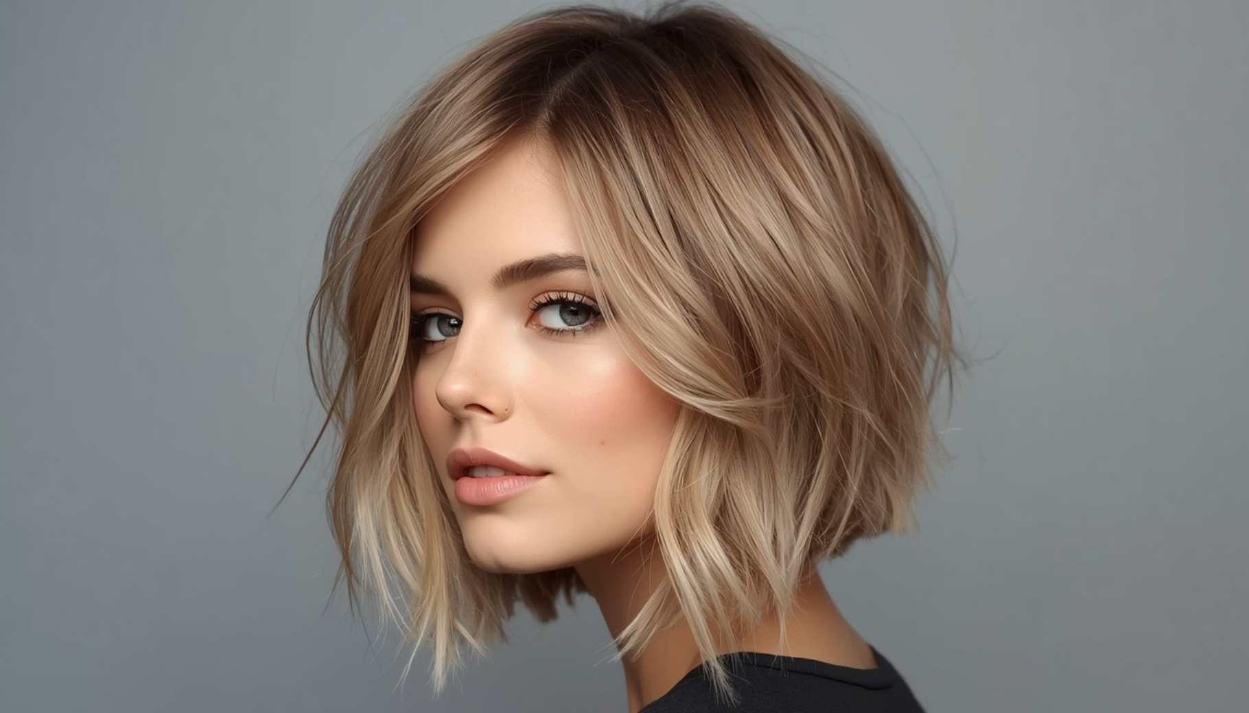 Short Layered Bob With Lifted Ends