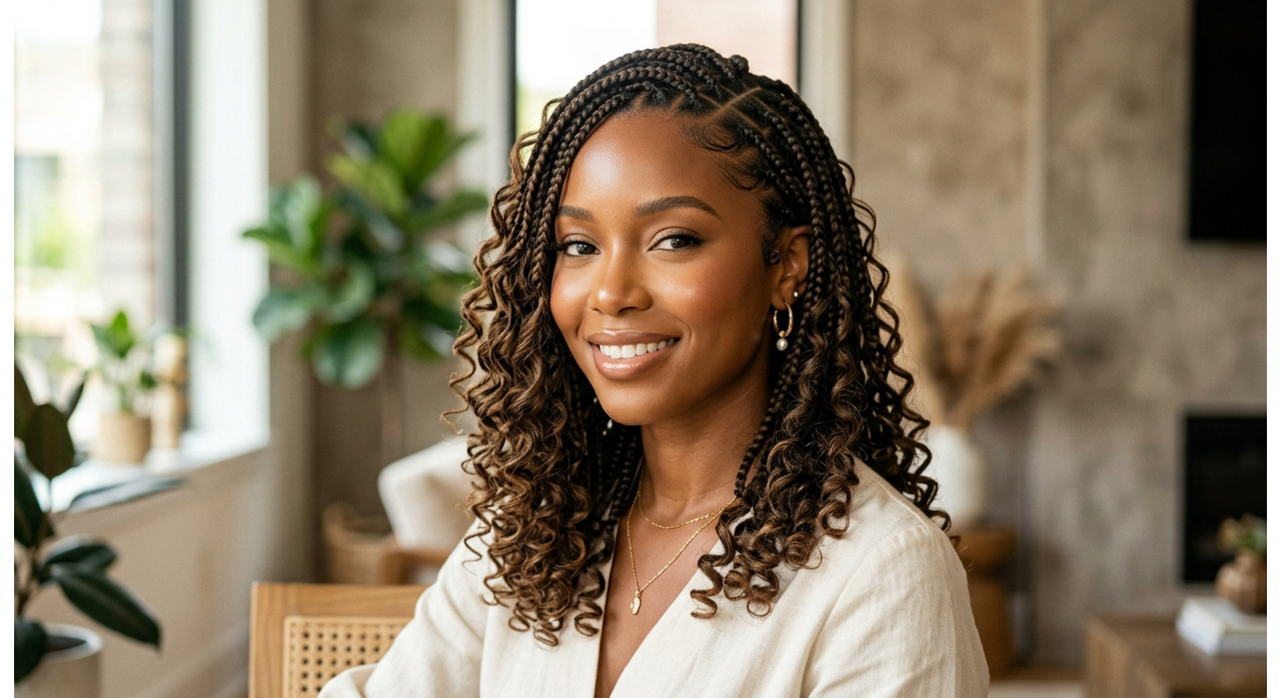 Side Part Boho Knotless Braids
