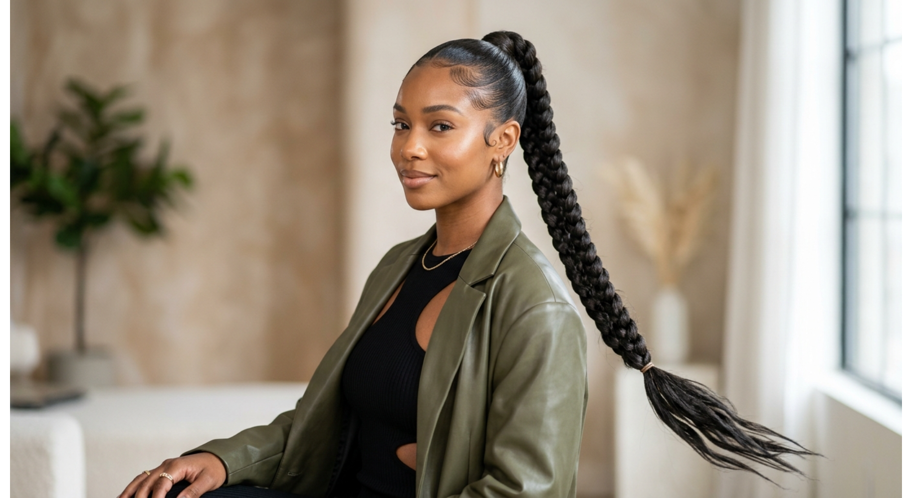 Slick Front Braided Ponytail