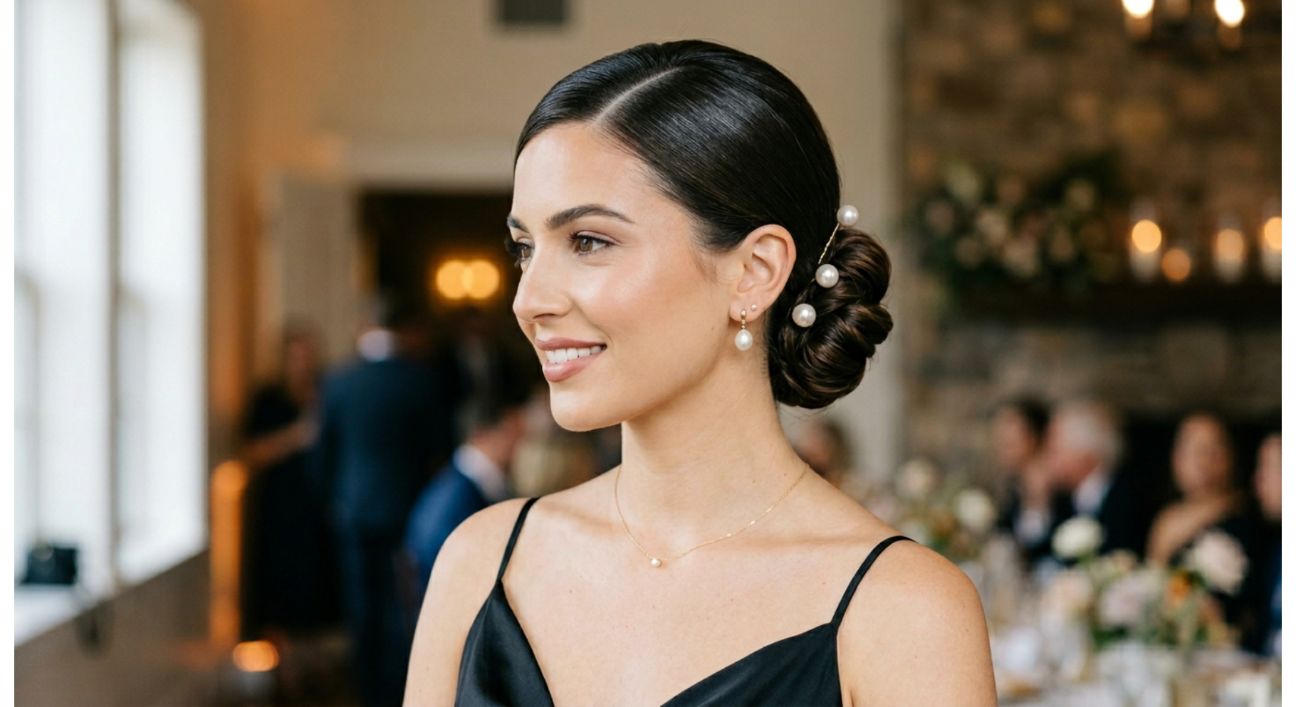 Slick Front Side Part Bun