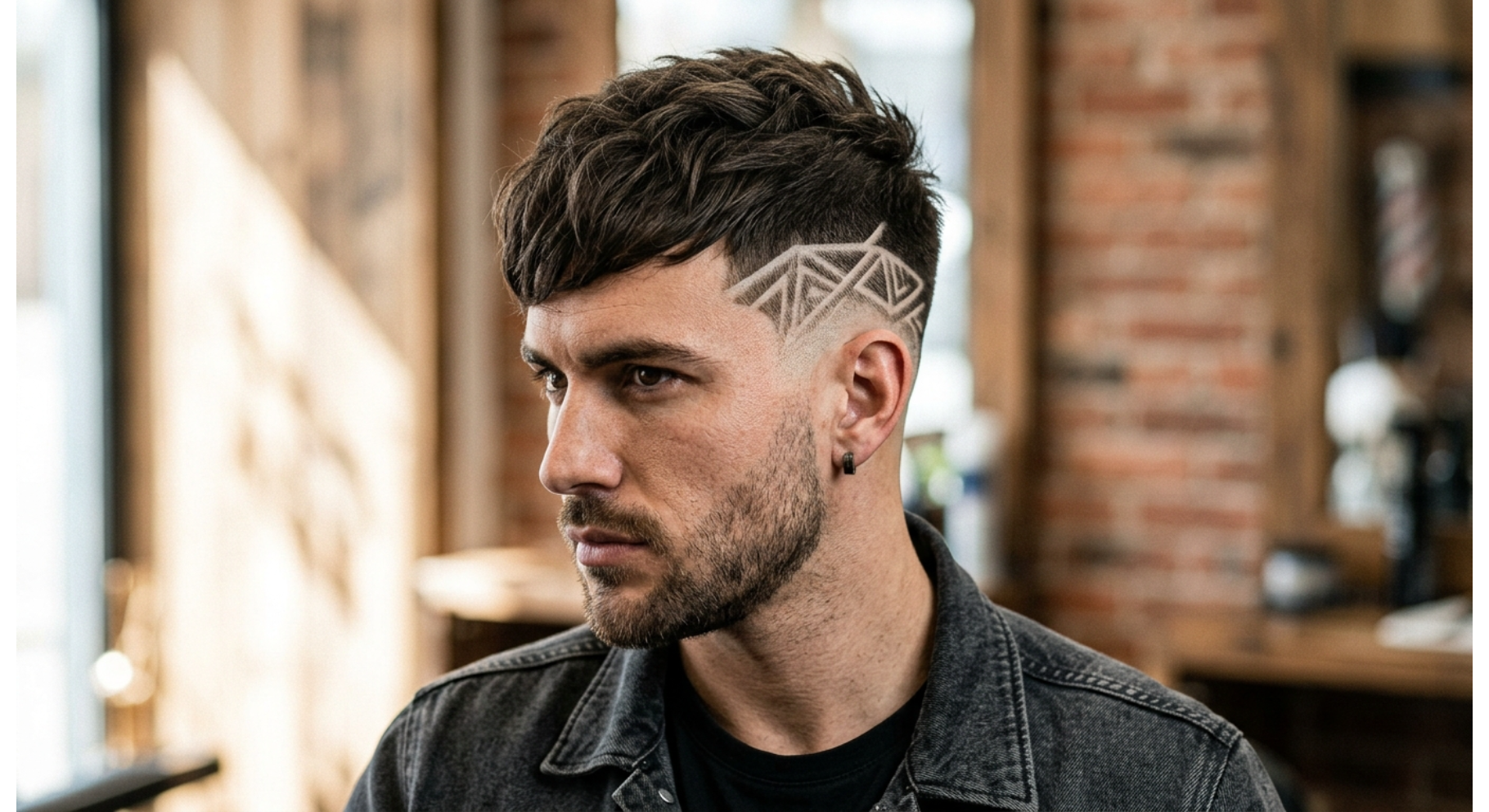 Textured Crop Fade With Geometric Design