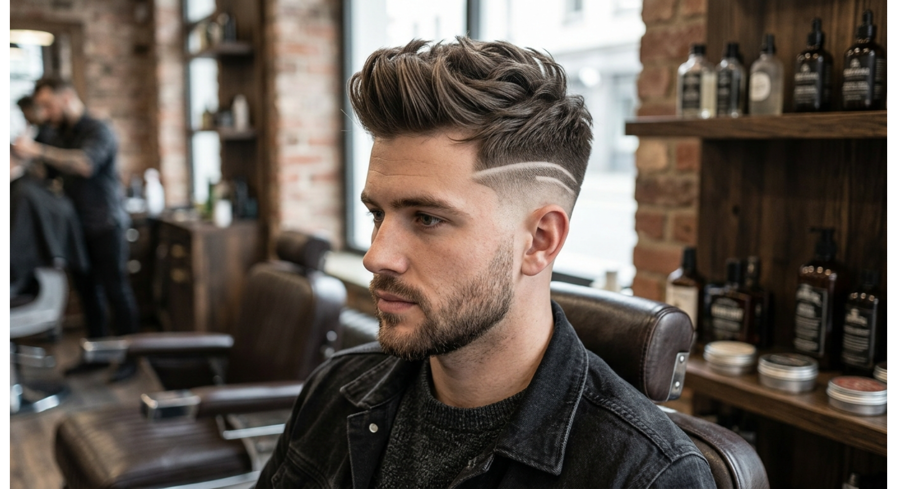 Textured Quiff Fade With Parallel Lines