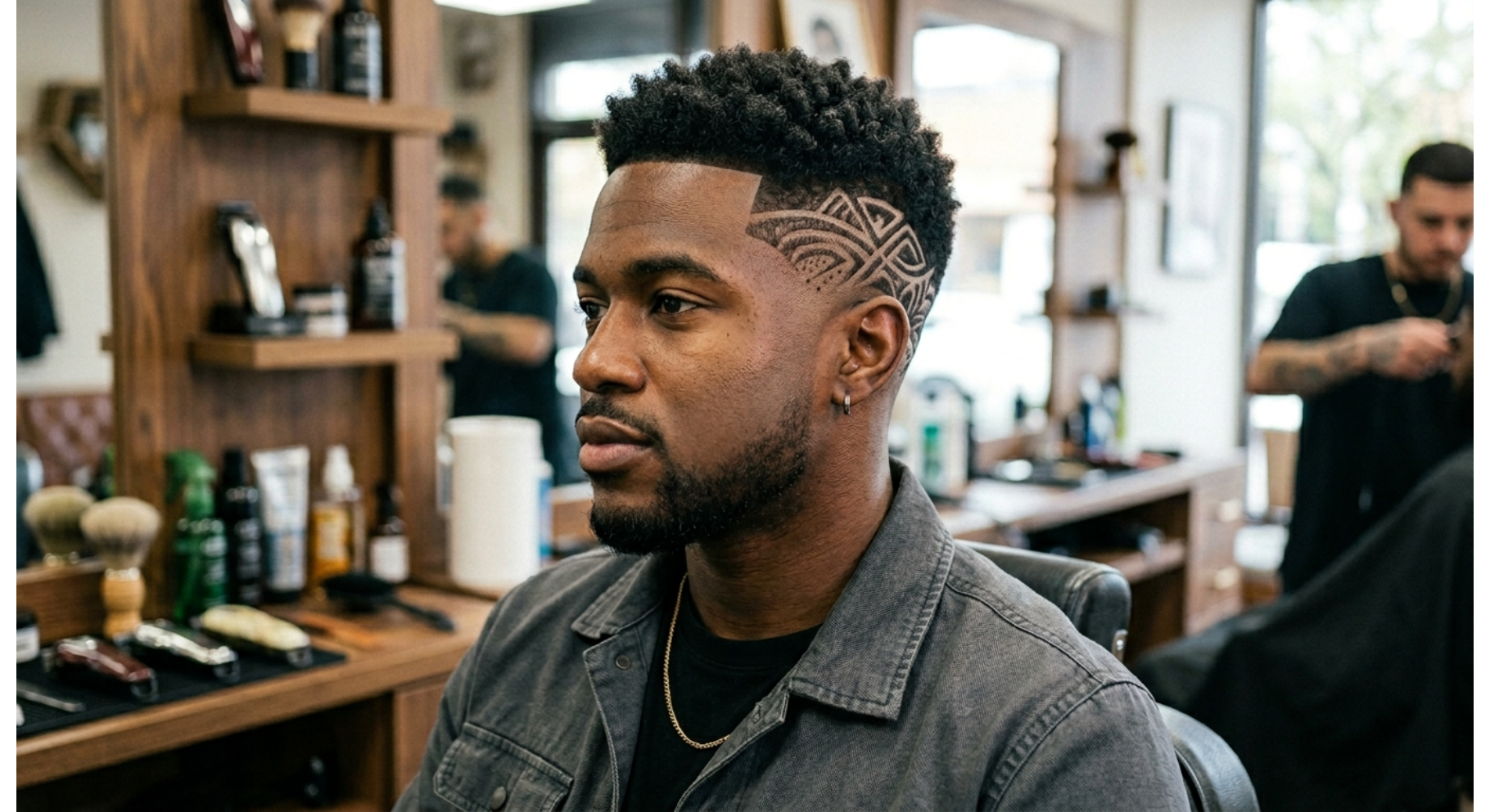 V Fade With Sharp Tribal Design