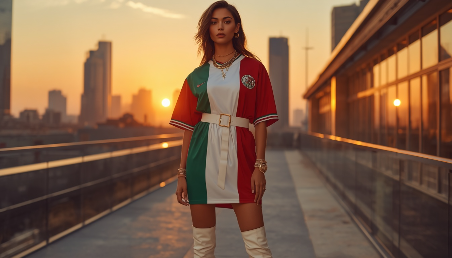 Belted Mexico Jersey Dress Look