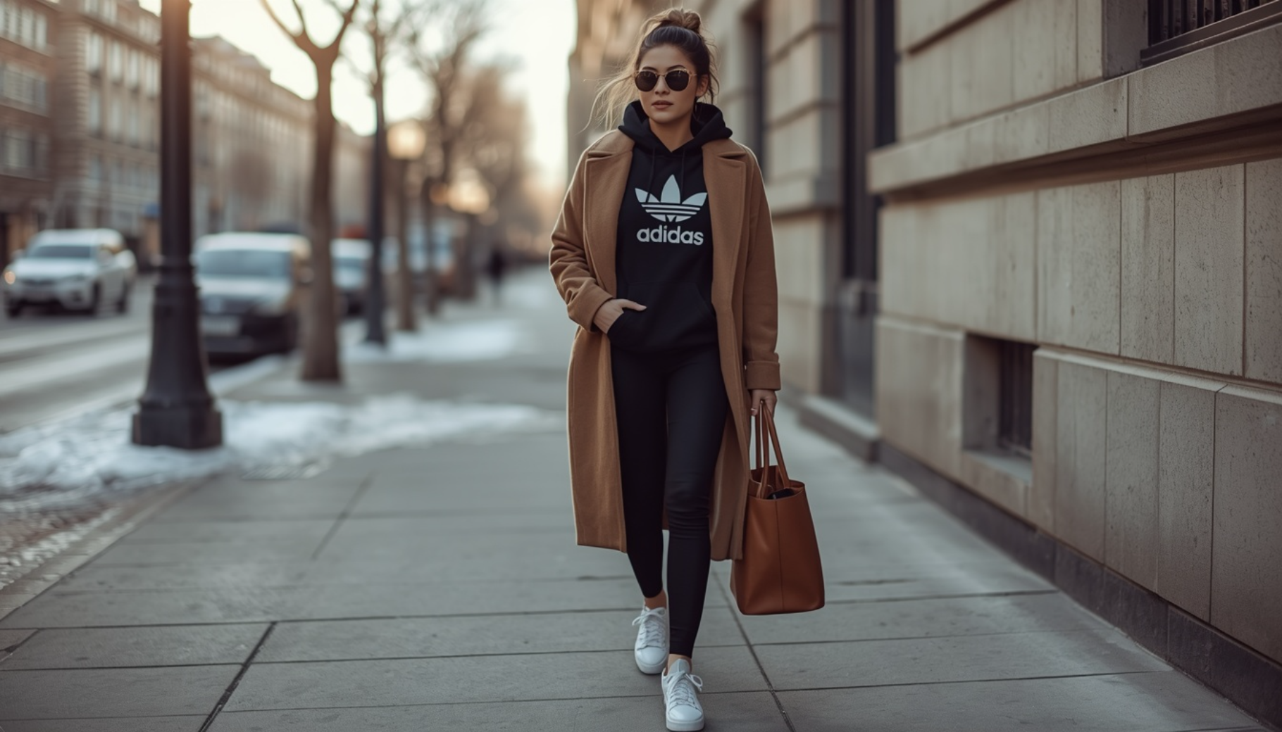 Black Leggings with Longline Coat
