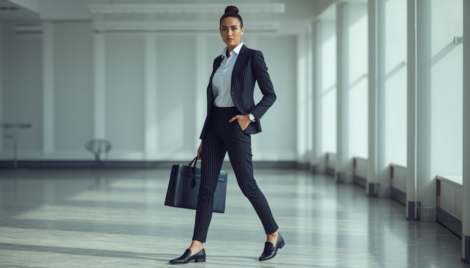 Black Pinstripe Modern Suit