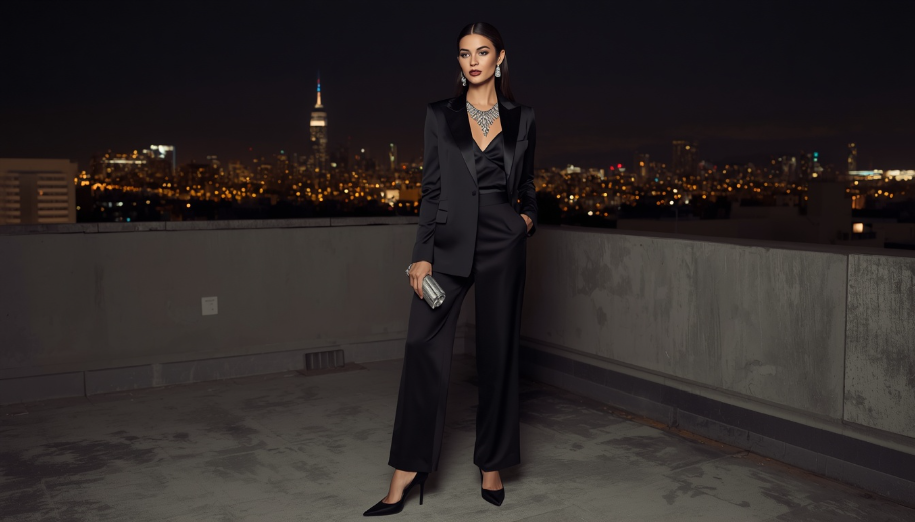 Black Satin Evening Suit