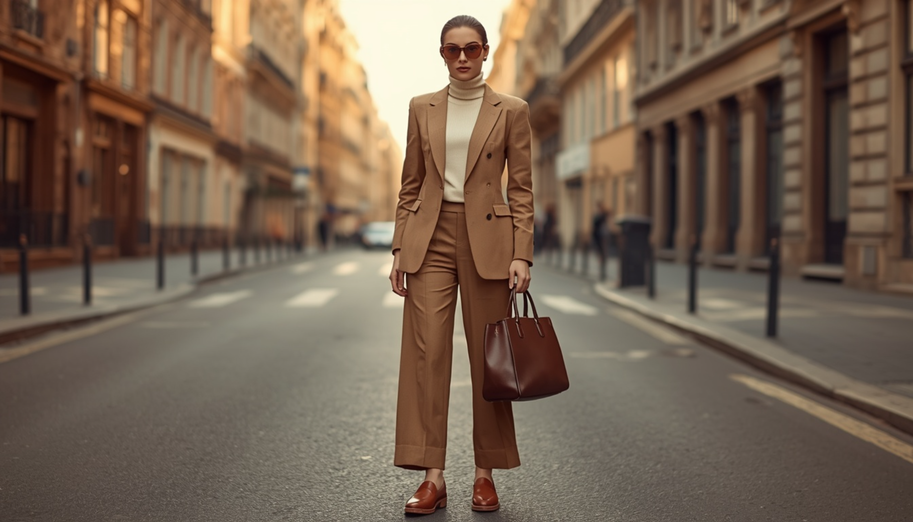 Camel Wide-Leg Suit