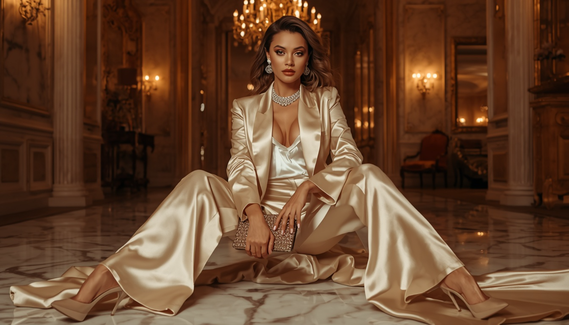 Champagne Satin Suit