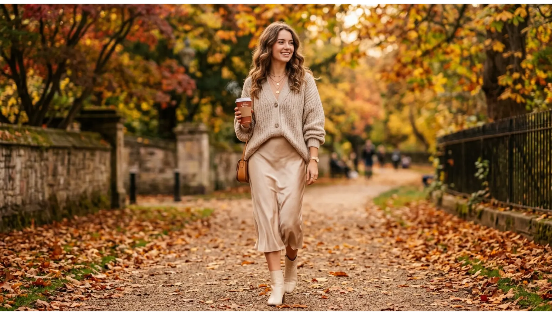 Chunky Cardigan with Satin Slip Skirt