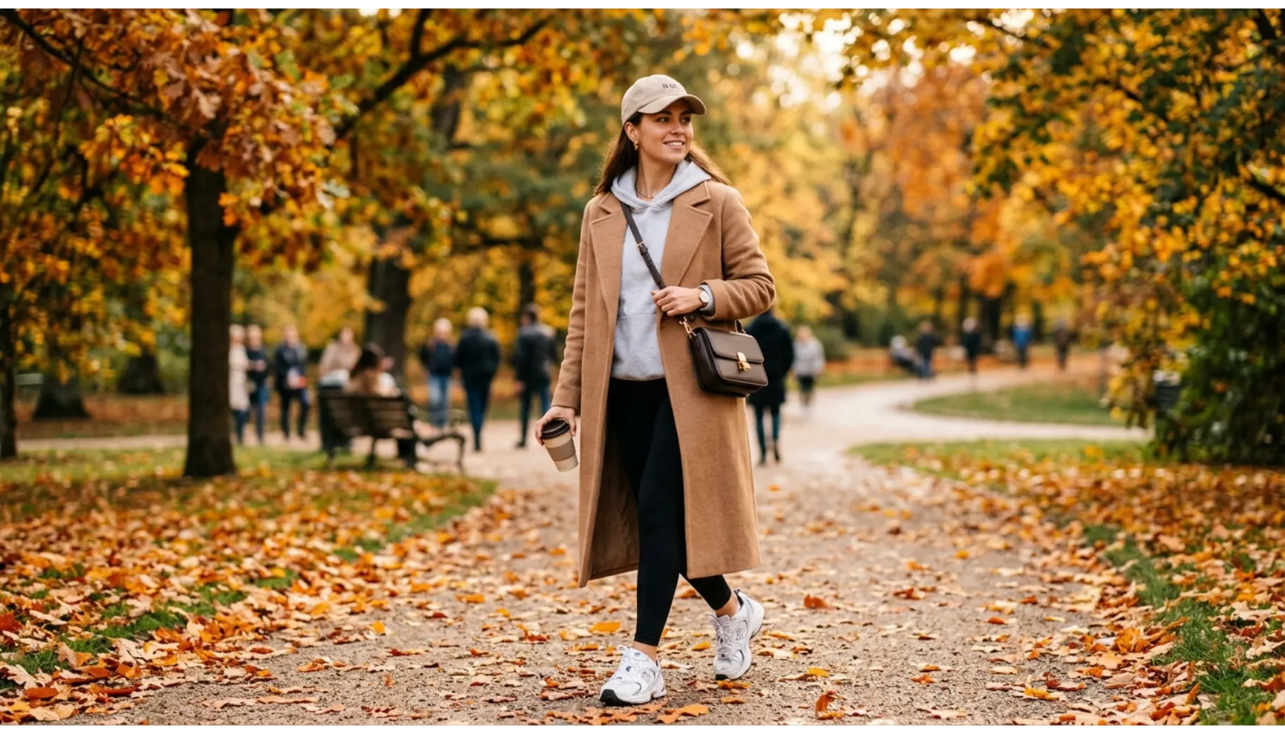 Cozy Hoodie with Wool Coat and Sneakers