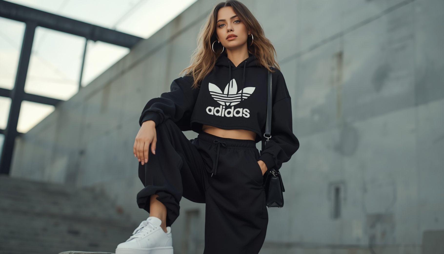 Cropped Hoodie and Wide-Leg Joggers