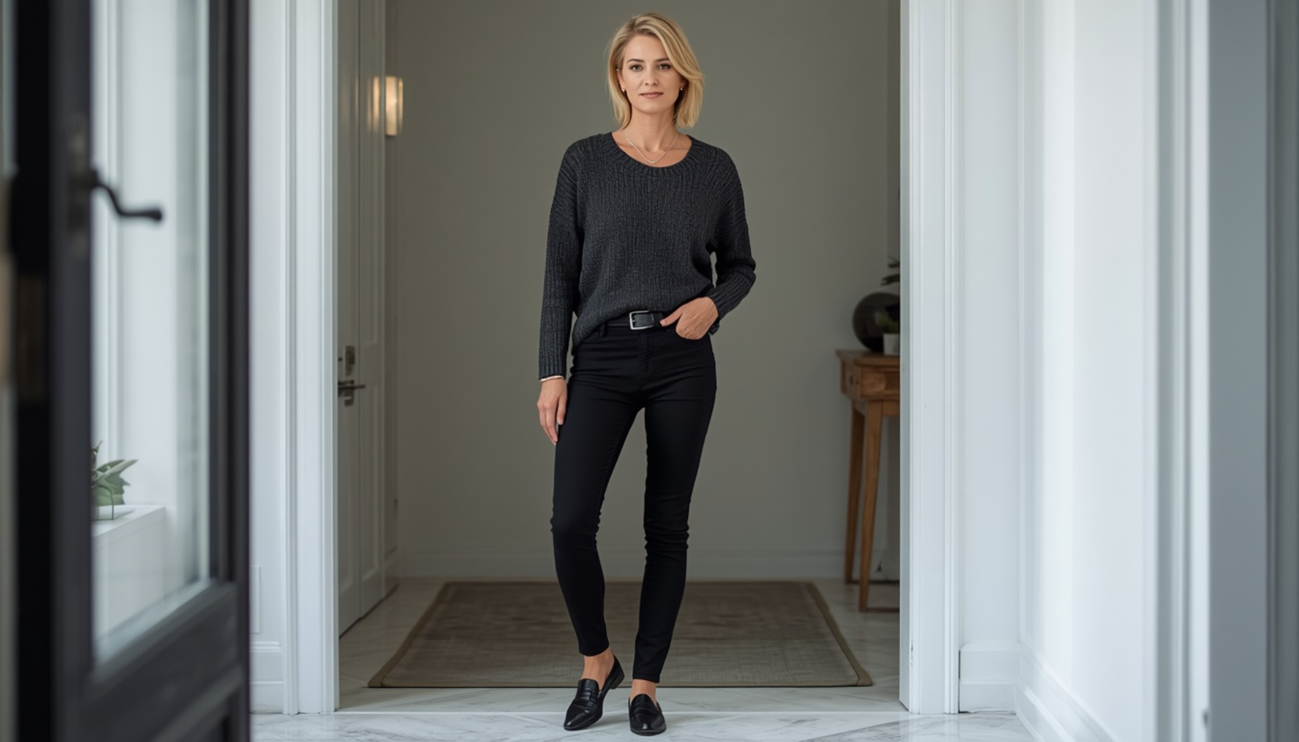 Elegant Monochrome Denim Style