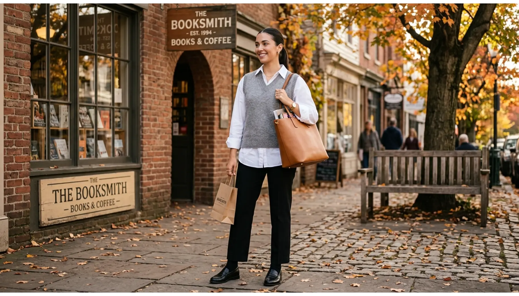 Gray Sweater Vest with White Button-Up