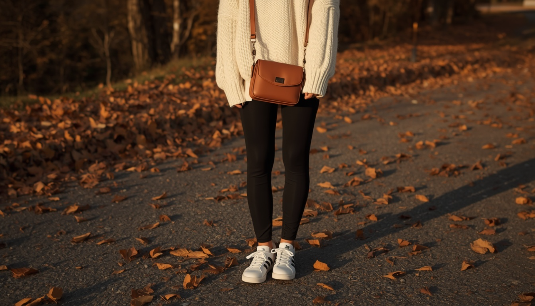 Knit Sweater with Adidas Leggings