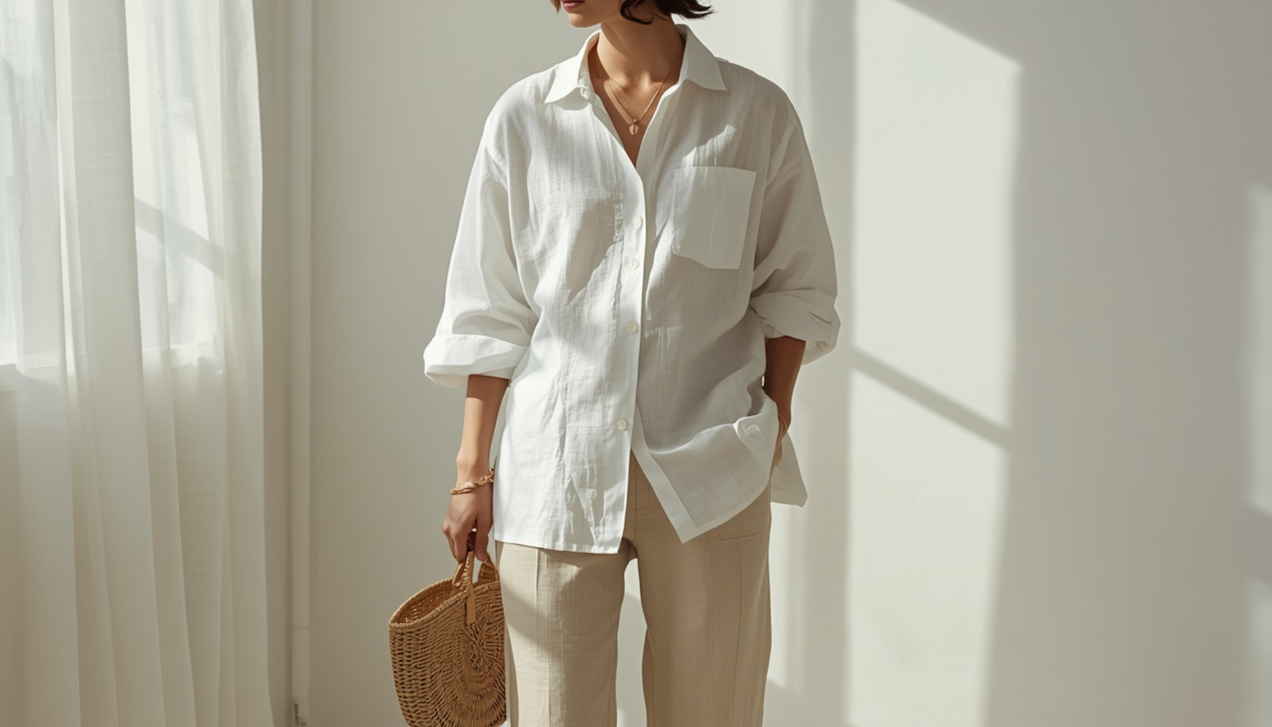 Linen Shirt with Balloon Sleeves