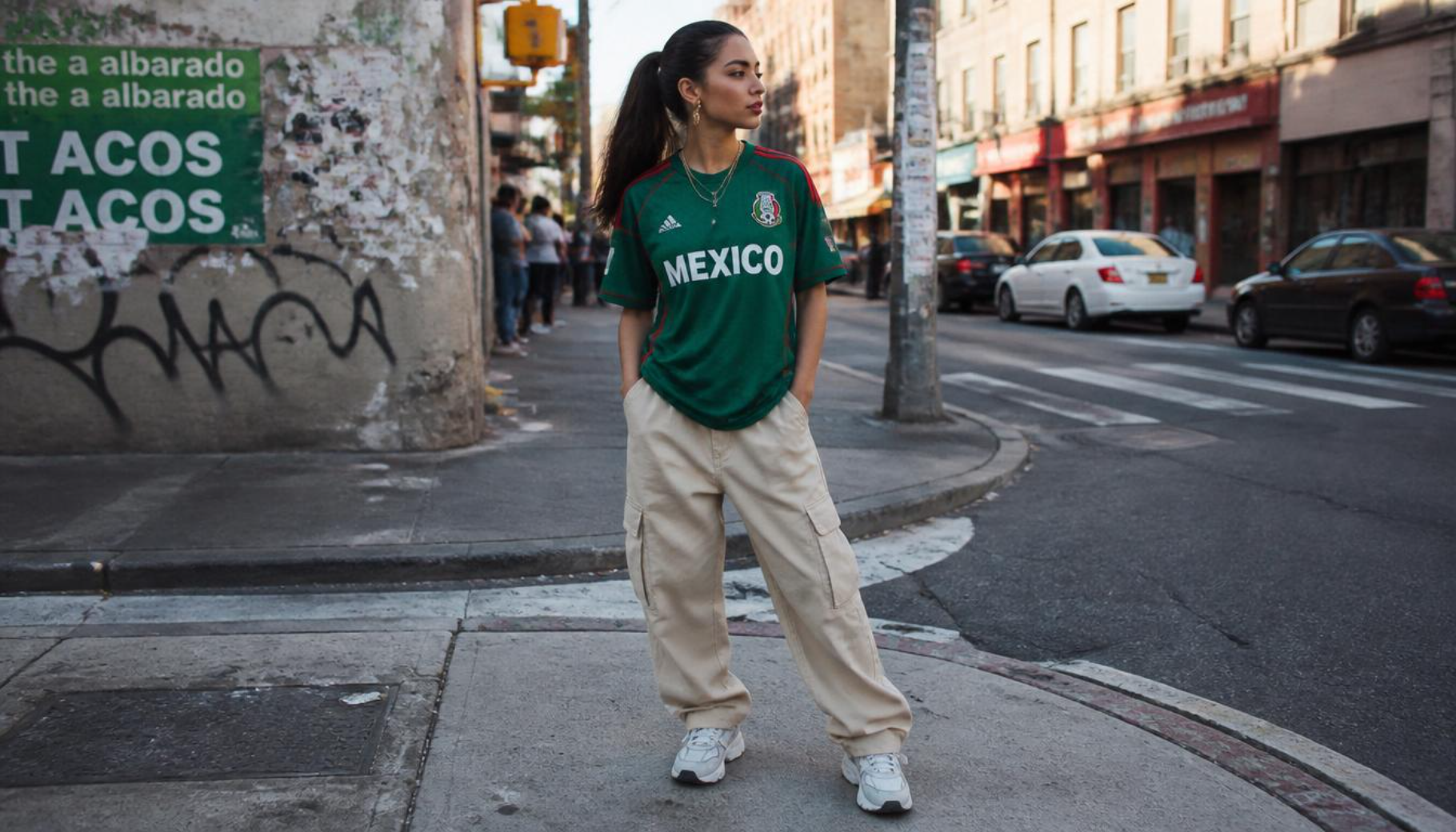 Mexico Jersey With Cargo Pants and Sneakers