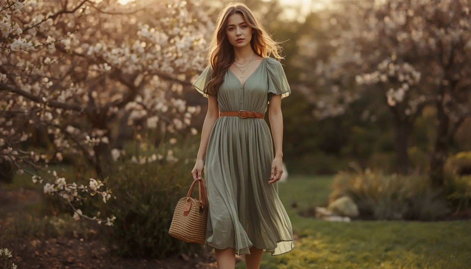 Midi Dress with a Belted Waist