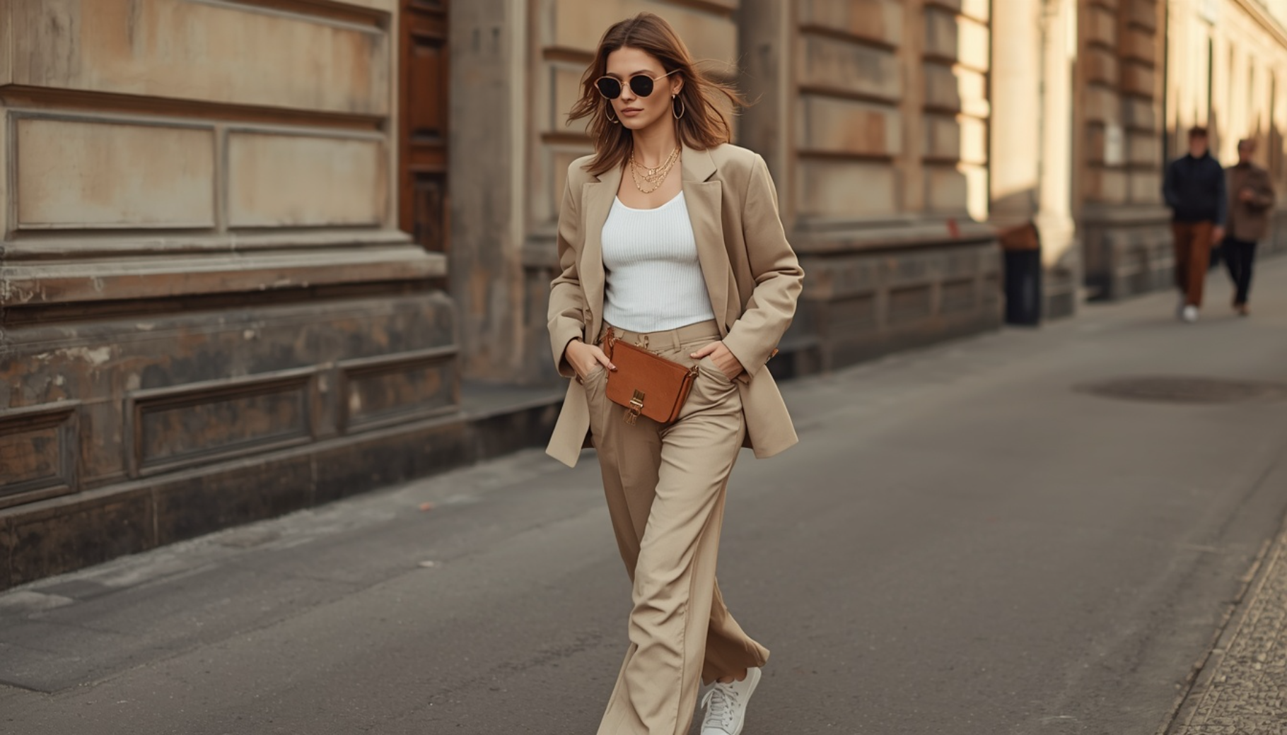 Oversized Beige Relaxed Suit