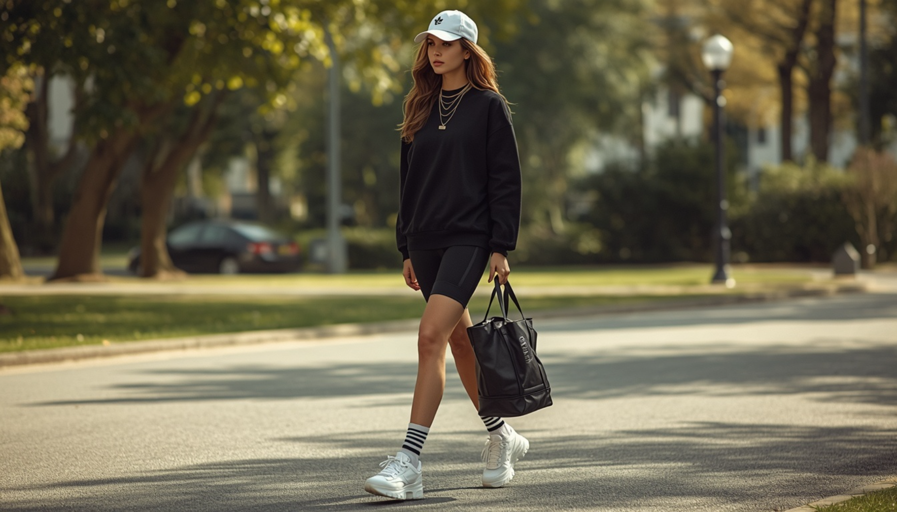 Oversized Sweatshirt and Cycling Shorts