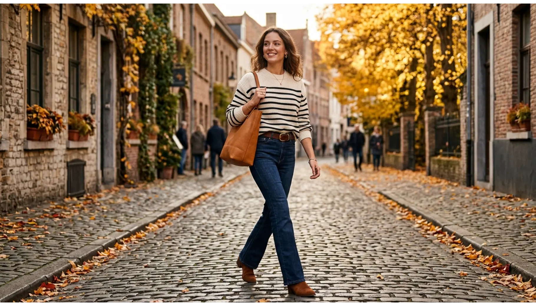 Striped Sweater with Dark Wash Flare Jeans
