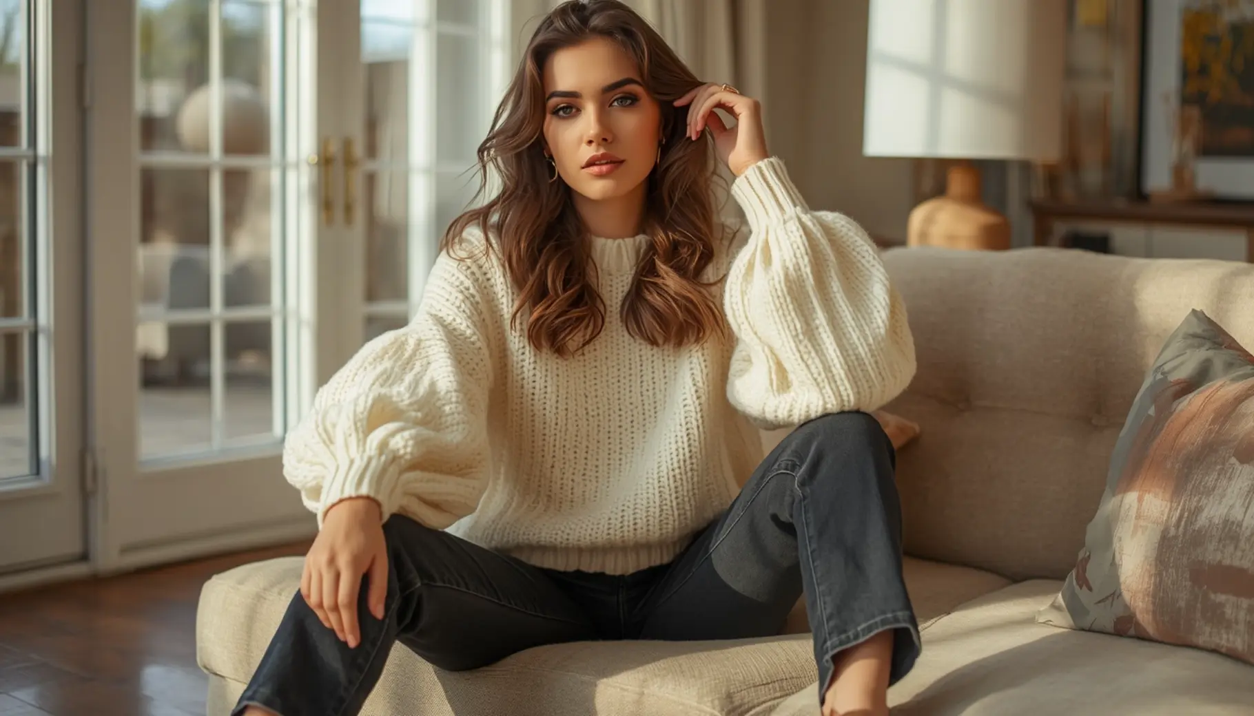 Sweater with Statement Puff Sleeves