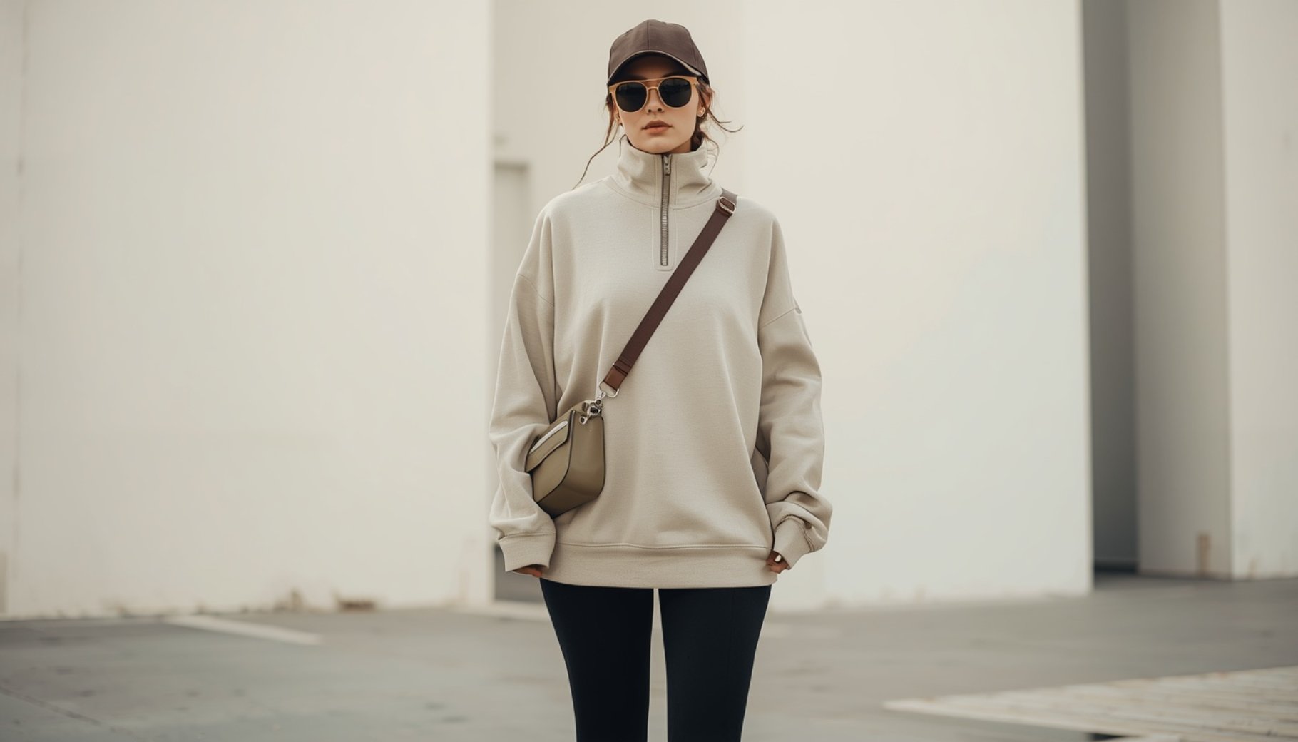 Sweatshirt with Half-Zip Collar Upgrade