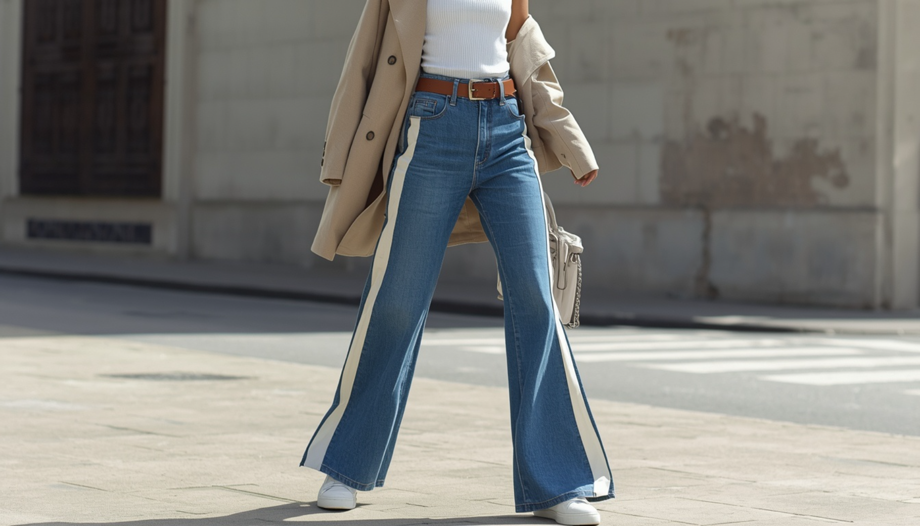 Wide-Leg Jeans with Side Panel Detail
