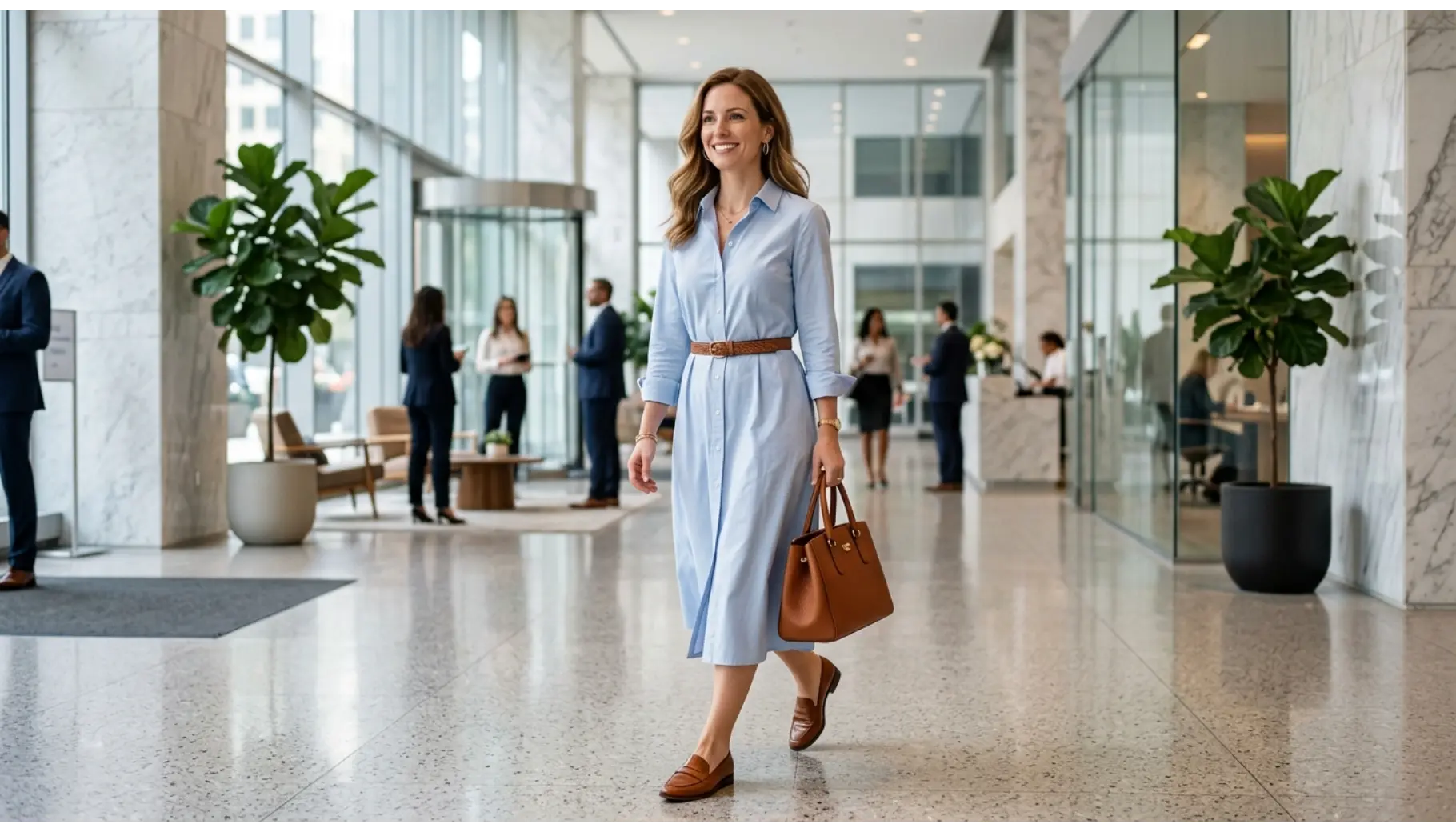 Belted Shirt Dress With Loafers