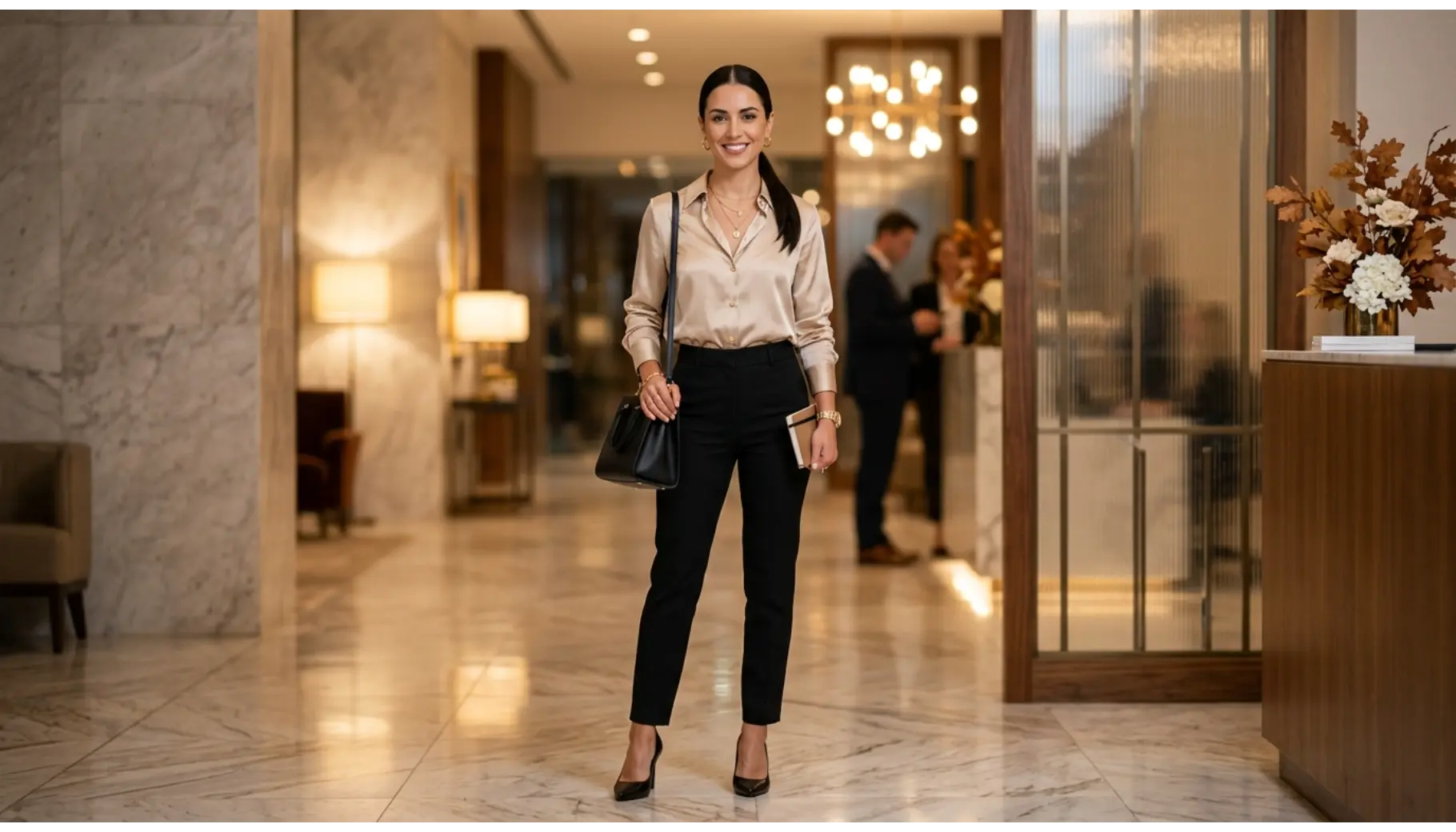 Black Trousers and a Satin Blouse