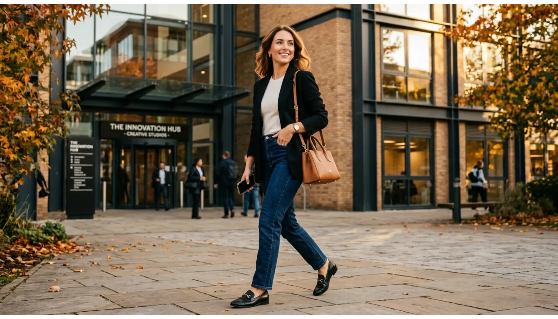 Blazer With Dark Straight-Leg Jeans