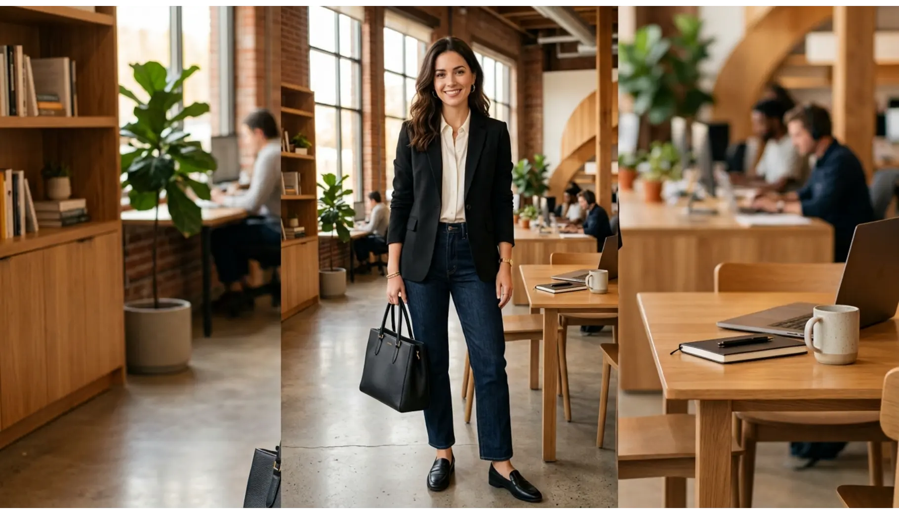 Blazer With Dark Straight-Leg Jeans