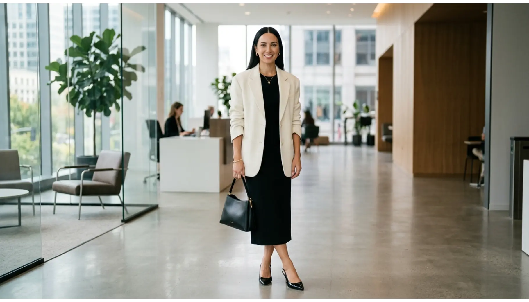 Blazer With a Column Midi Skirt