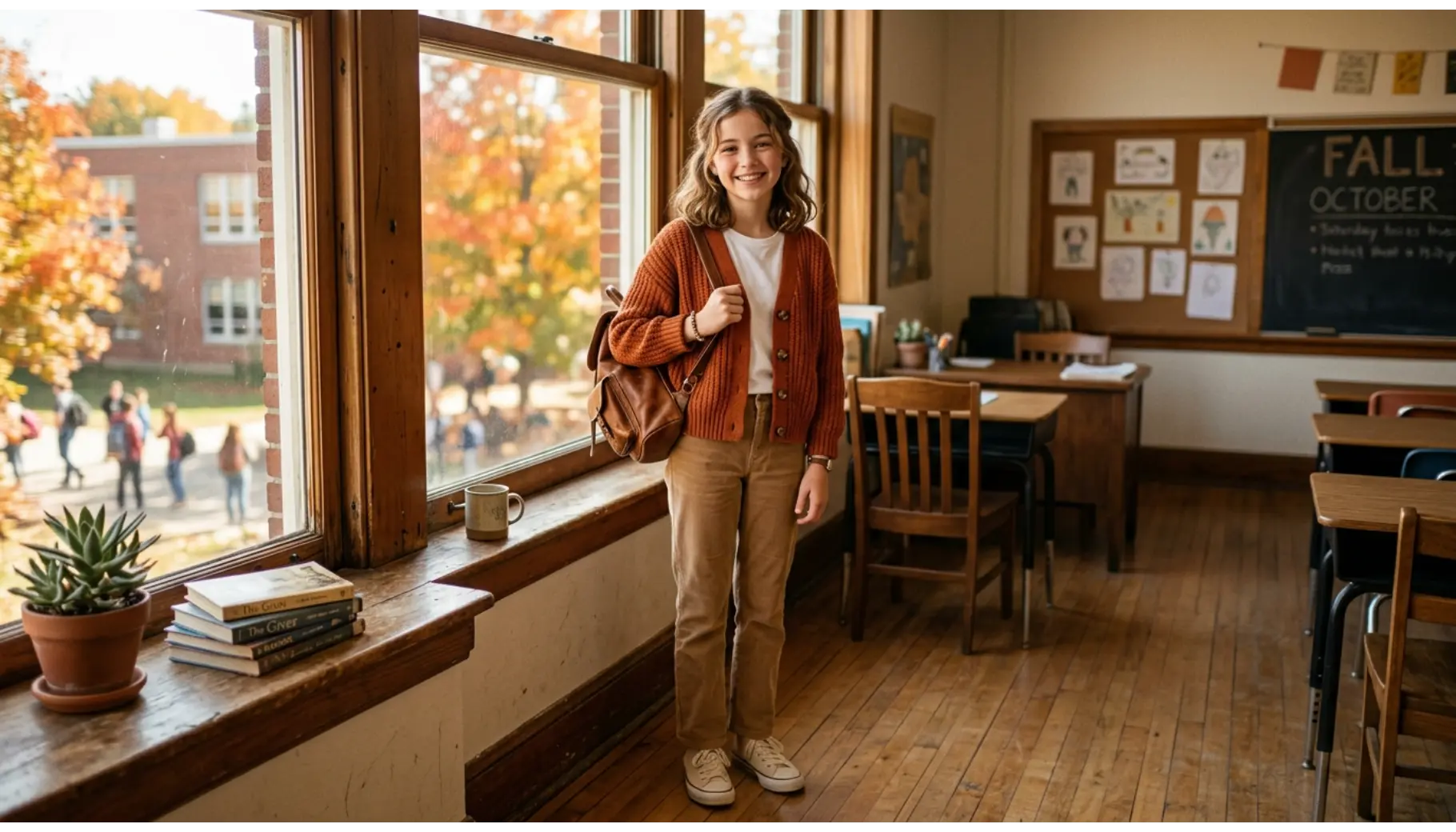 Cardigan, Tee, and Corduroy Pants
