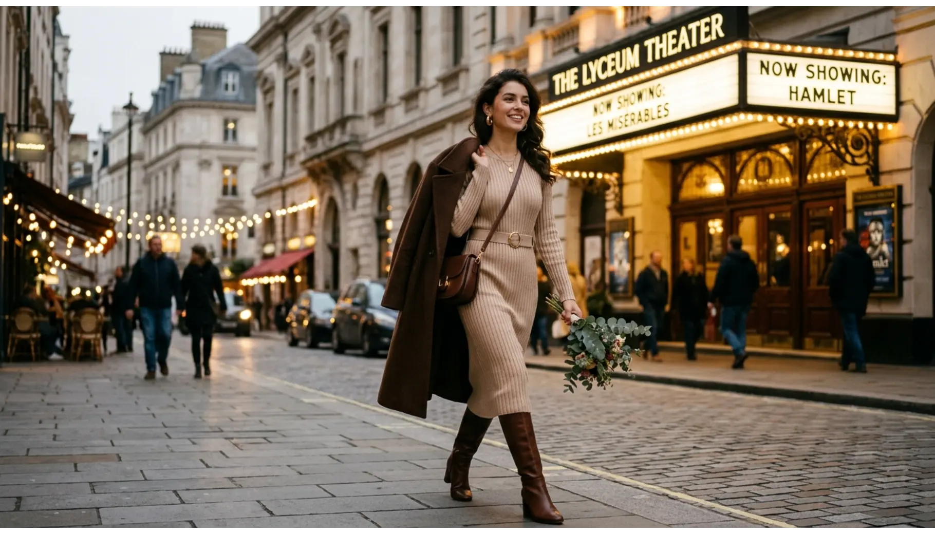 Cozy Knit Dress with Tall Leather Boots
