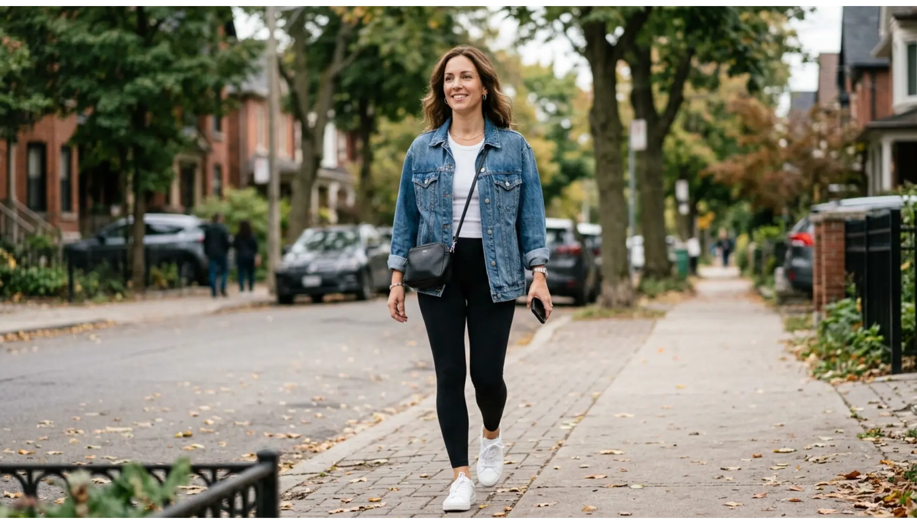 Denim Jacket With Black Leggings