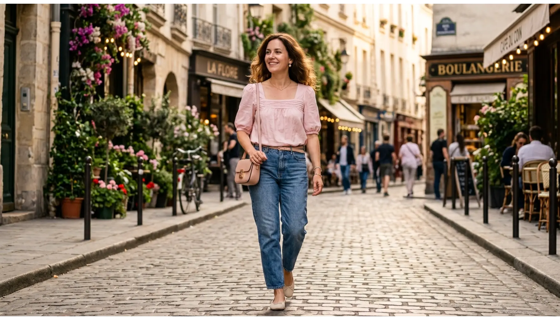 Feminine Top With Relaxed Jeans