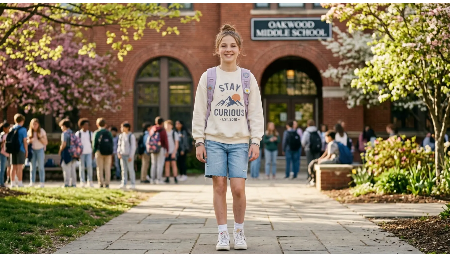 Graphic Sweatshirt and Denim Shorts
