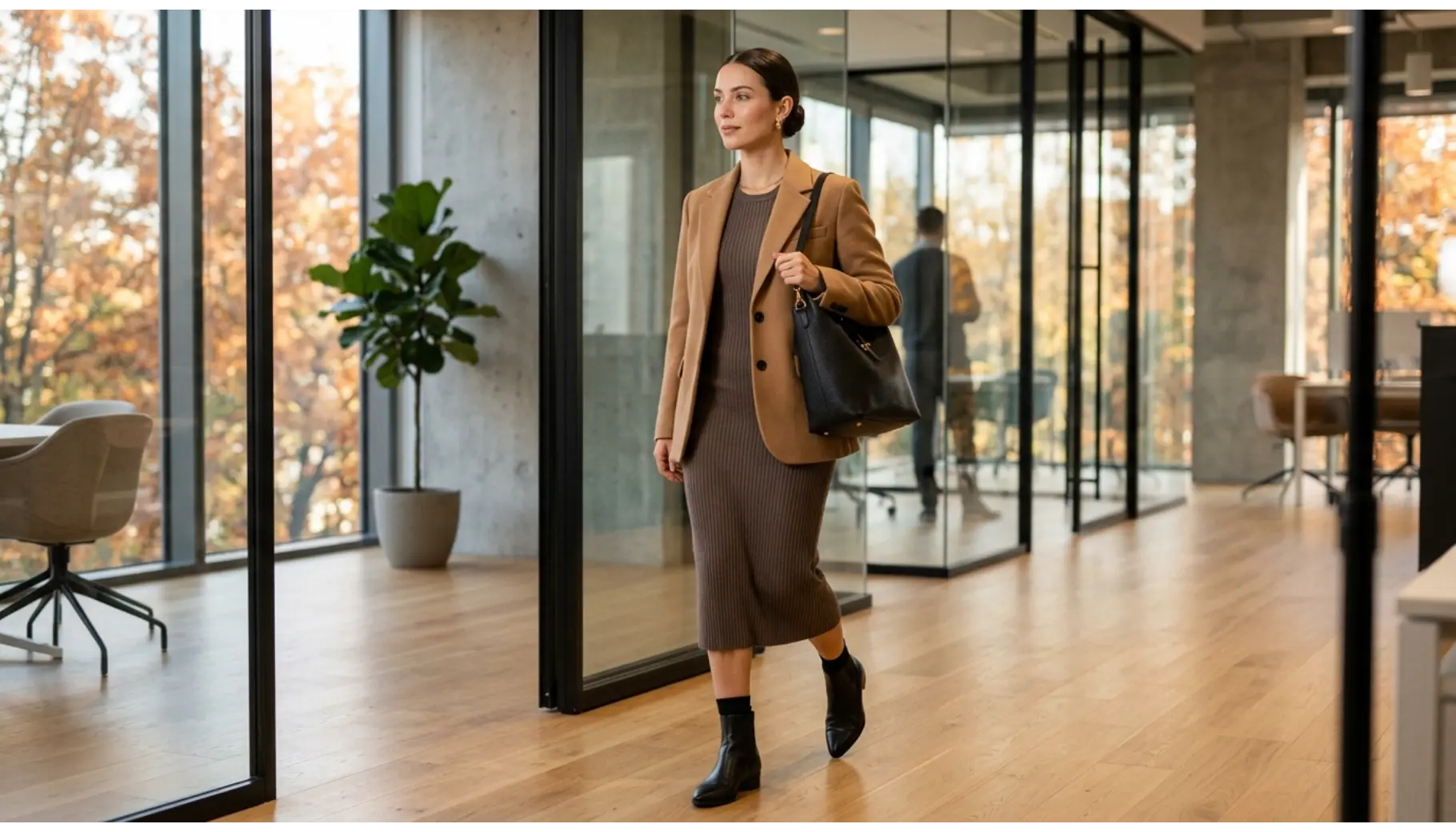 Knit Dress With a Structured Blazer