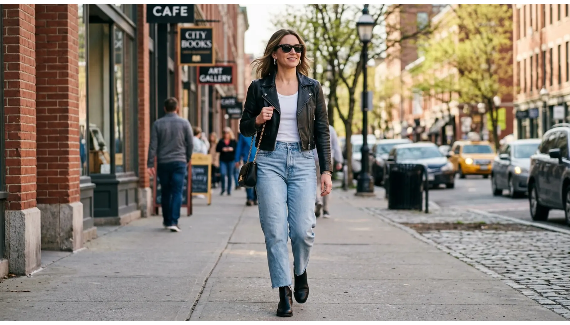 Leather Jacket With Relaxed Jeans