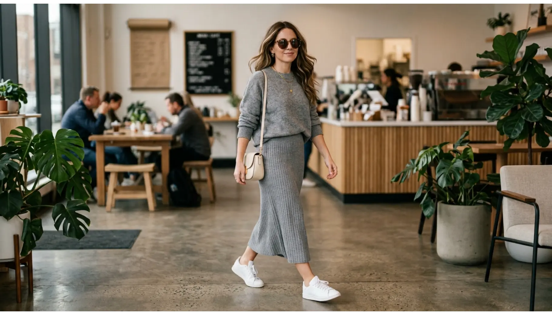 Matching Knit Set With Sneakers