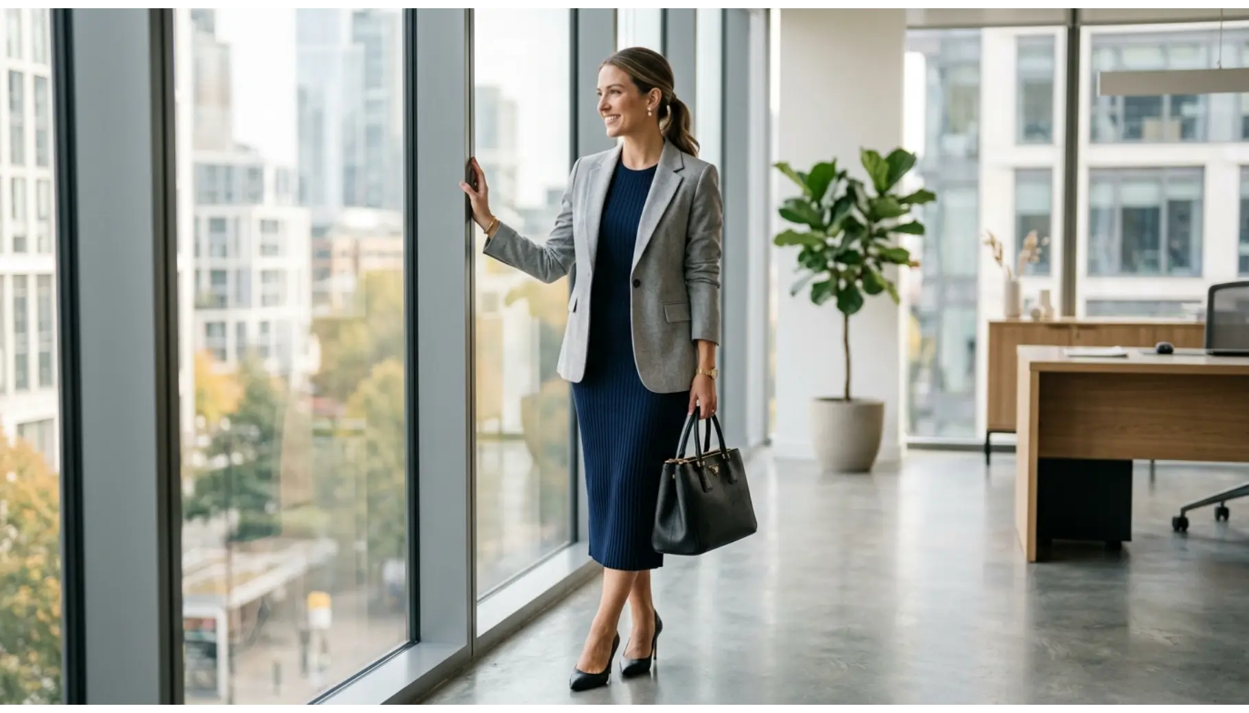 Midi Dress With a Structured Blazer