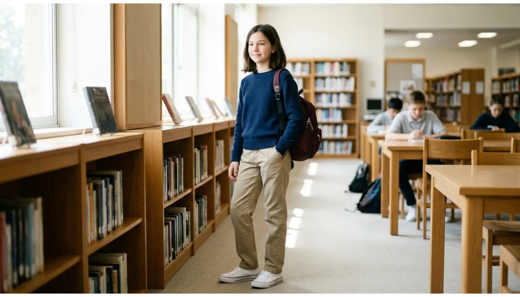 Navy Sweater and Khaki Pants