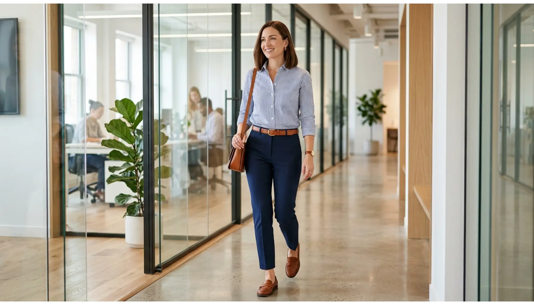 Striped Shirt With Tailored Navy Pants