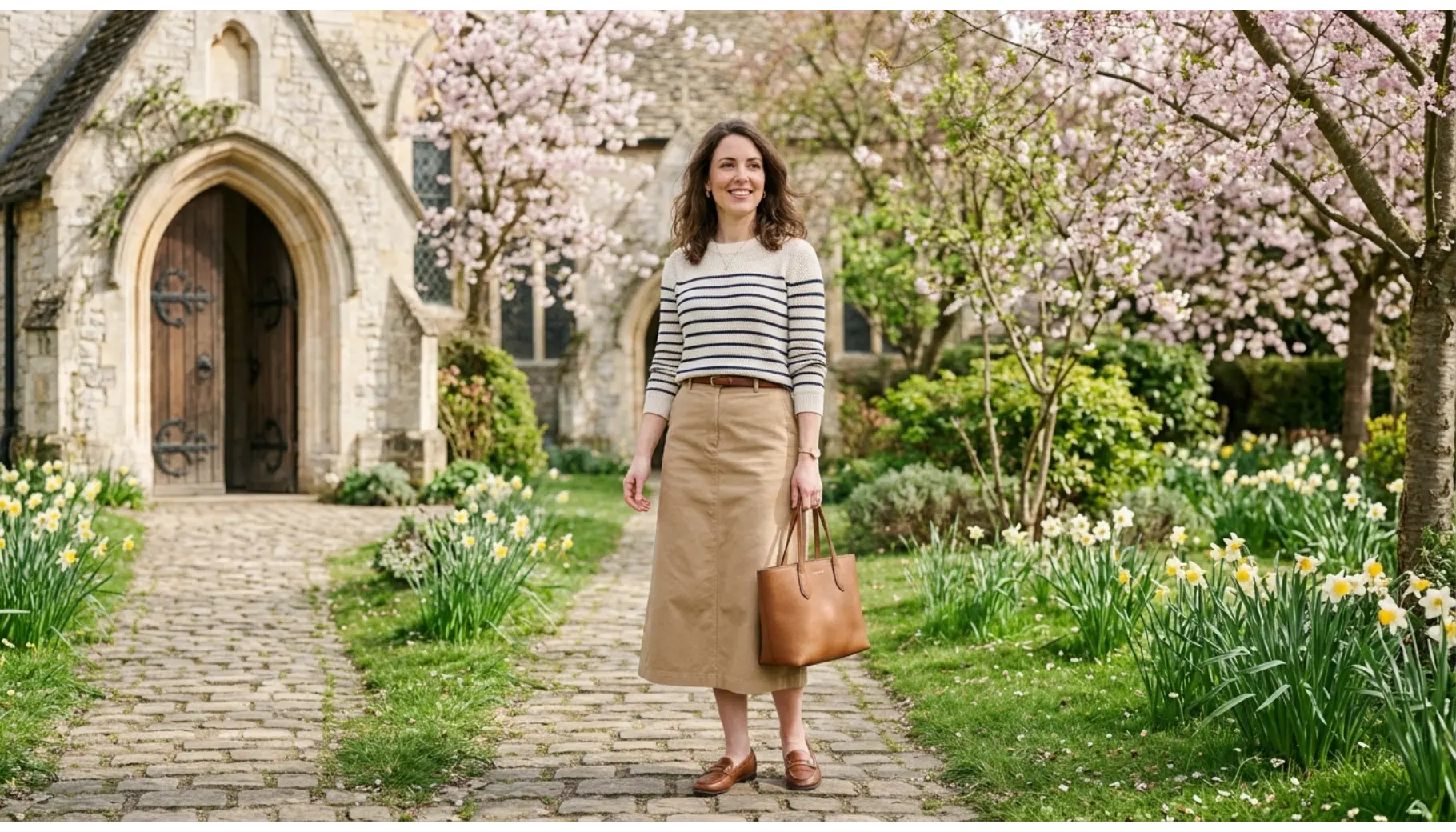 Striped Sweater With Midi Skirt